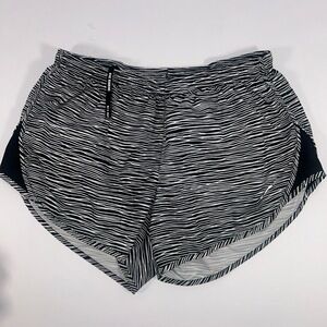 Nike Womans Dri Fit Running Shorts Size M Black White Striped Activewear